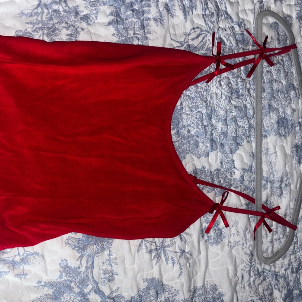 Red Sleeveless Top with Bow Straps